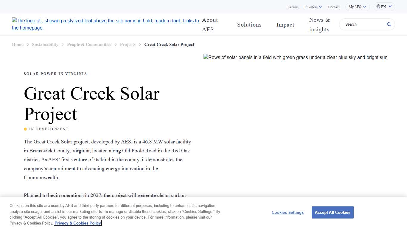 Great Creek Solar Project AES