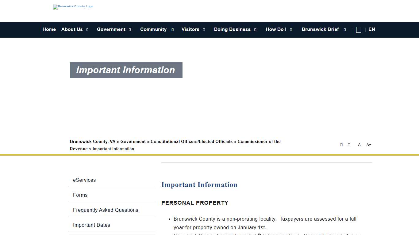 Important Information - Brunswick County, VA